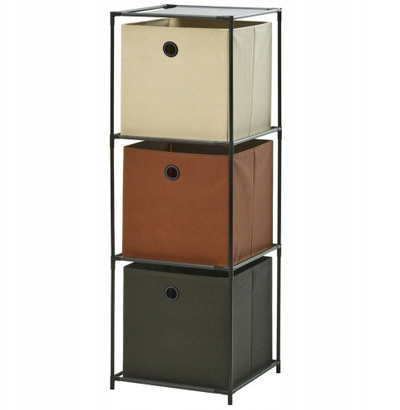 Raft metalik Storage Solutions Bookshelf, 3 kuti tekstili, 34.5x34.5x100 cm, shumëngjyrëshe