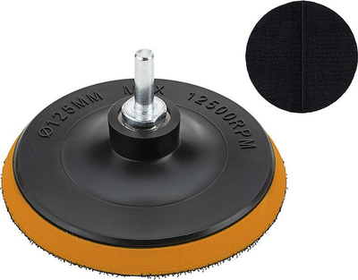 Disk mbajtës për letër brushe, 125mm, kapje me velcro, i zi