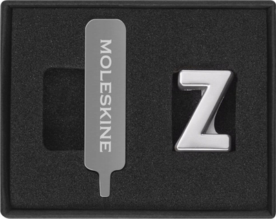 Kapsë zbukuruese Moleskine me shkronjën Z, për fletore dhe planifikues, metal, ngjyrë argjendtë