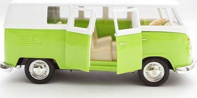 Lodër maketë Daffi Volkswagen Samba Bus, hologram, dyer që hapen, jeshile me të bardhë
