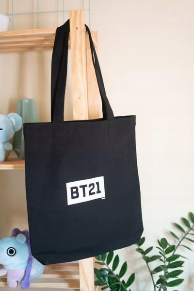 Çantë shopper BT21 Cotton, 11L, pambuk, e zezë