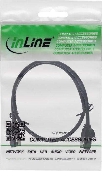 Kabllo rrjeti InLine Patch Cable Slim, Cat.8.1, U/FTP, 0.5m, e zezë