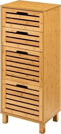 Dolap i nalt banjo Sicela, me 4 sirtarë, 40 x 30 x 97.5 cm, kafe bambu