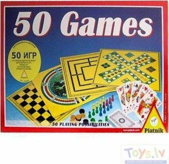 Set lojrash tavoline Piatnik 50 Games, 50 lojra, udhëzues latvisht rusisht, shumëngjyrësh