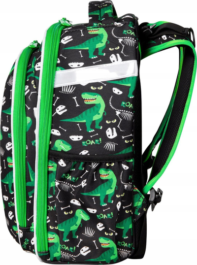 Çantë shkolle CoolPack Youth, 25L, me dinozaurë, e zezë me jeshile