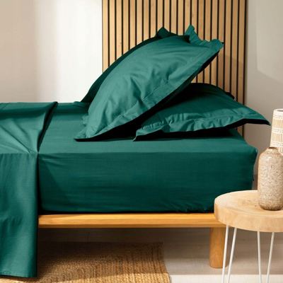 Çarçaf dopio me gartejë Biolina Cotton Double Fitted, 160x200 cm, pambuk organik, i bardhë