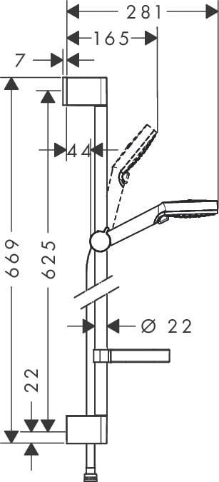 Сет туш Hansgrohe Crometta Vario 0.65 m, глава 100 mm, хром