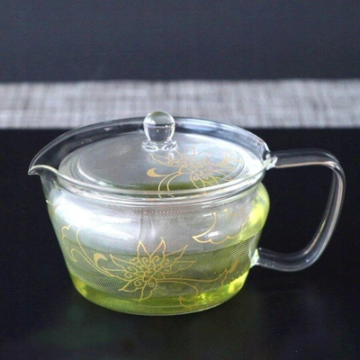 Çajnik Hario Tachikichi Cha Cha Kyusu Zen Kyo Karakusa, 0.45L, qelq, transparent