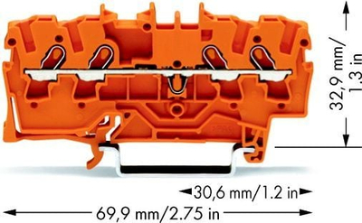 Електричен конектор Wago 2001-1402, 4 проводници, 1.5mm², портокалов