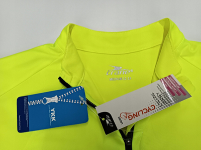 Bluzë çiklizmi YKK Cycling me zinxhir, material teknik, verdhë neoni me të zezë