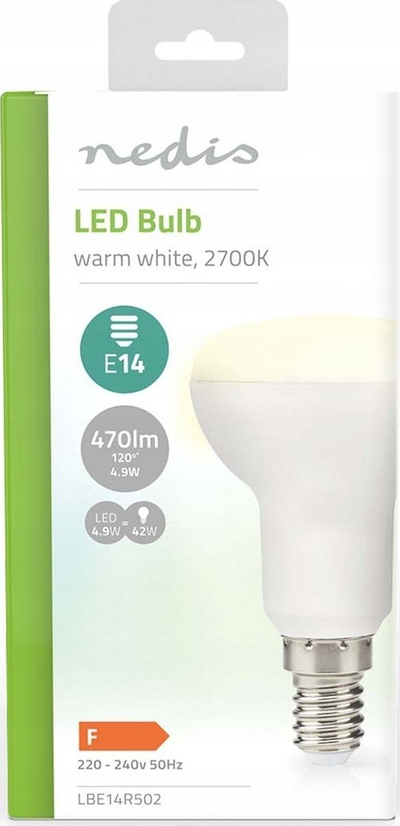Llampë LED Nedis R50, E14, 4.9W 470lm, 2700K, e bardhë