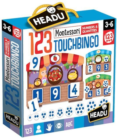 Lojë edukative Headu 123 Touch Bingo Montessori, për moshën 3 deri 6 vjeç, shumëngjyrëshe