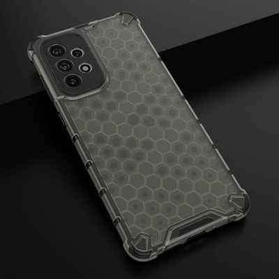 Këllëf Honeycomb për Samsung Galaxy A73, hibrid TPU + PC, kundra goditjeve, i zi transparent