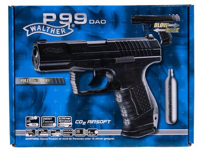 Pistoletë airsoft Walther P99 DAO GBB CO2, gjysmë automatike, e zezë