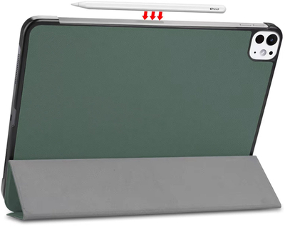 Kapotë smart për iPad Pro 11 Gen 5 2024, me zgjim-fjetje, shndërrohet në bazament, jeshile
