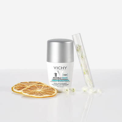 Deodorant roll on Vichy Invisible Resist, 72 orë, kundër njollave, i bardhë