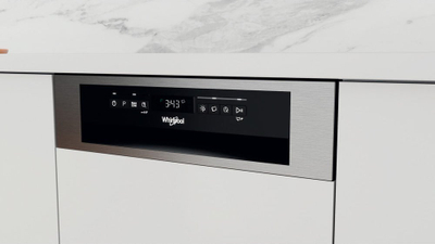 Lavastovilje gjysmë e futur Whirlpool WSBO 3O23 PF X, 45cm, 10 sete, inox