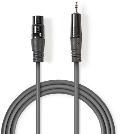 Kabllo audio Nedis OnStage, XLR 3 pin femër në 3.5 mm mashkull, 1m, gri