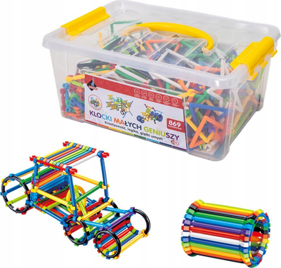 Lodër ndërtimi Little Geniuses Bricks Sticks, 869 copa, kuti plastike, shumëngjyrëshe