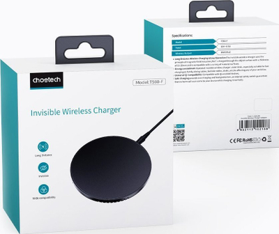 Karikues wireless për telefon Edchen, i rrumbullakët, me adapter, i zi