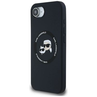 Маса за телефон Karl Lagerfeld KLHMPSE4SKCHTCK, течен силикон, MagSafe, за iPhone 16e 6.1", црна