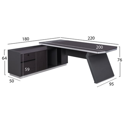 Shkruese zyre profesionale HM2084L, qoshe majtas, 220x180x76 cm, wenge gri