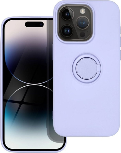 Këllëf silikoni me RING për Apple iPhone 14 Pro, 6.1", me unazë për ta mbajt në dorë, vjollcë