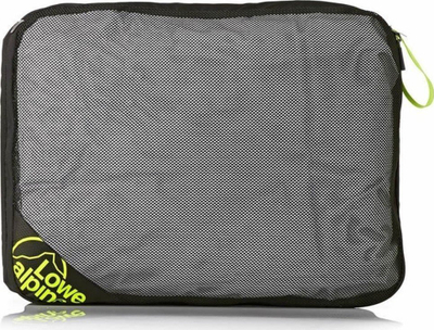 Organizer udhëtimi Lowe Alpine Packing Cube, rrjetë përpara, mbyllje me zinxhir, i zi