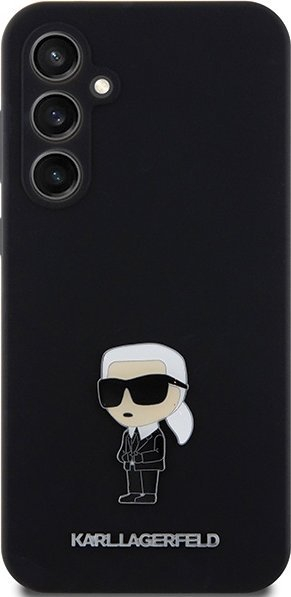 Kapak telefoni Karl Lagerfeld për Samsung Galaxy S23 FE, silikon liquid, dizajn ikonik Karl, i zi