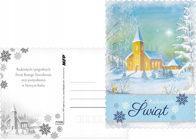 Kartolinë urimi MFP Christmas, C6 105x150mm, tekst polonisht, shumëngjyrëshe