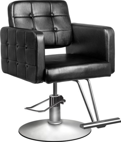 Karrige berberi System Capelli Barber Chair 90-1, me mekanizëm hidraulik, bazë rrethore metalike, e zezë
