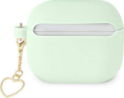 Kuti mbrojtëse Guess Silicone Charm Heart Collection për AirPods 3, silikon, me varëse zbukuruse, jeshile