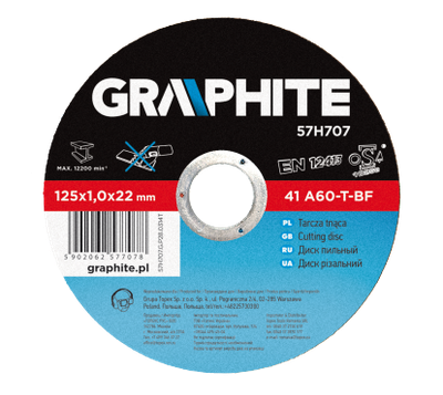 Disk prerës për metal Graphite 57H708, 125mm, 22.2mm, gri