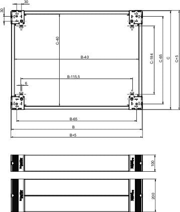 Plint frontal Schneider Electric NSYSPF12200, 200x1200mm, gri