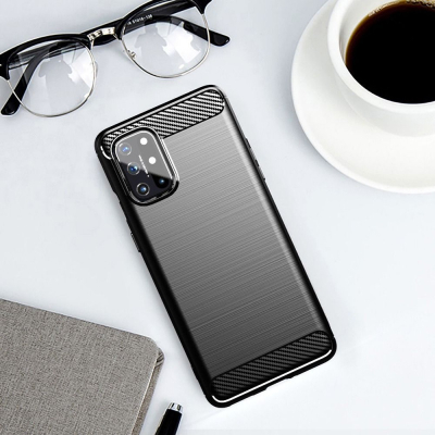 Kapak telefoni Oppo A52 Carbon, silikon i butë, anti-goditje, i zi