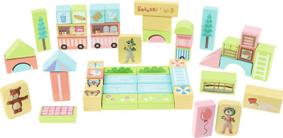 Дрвени блокови Trefl O!Klocki Holidays Toddlers and Teddy Bear, 53 елементи, шарени