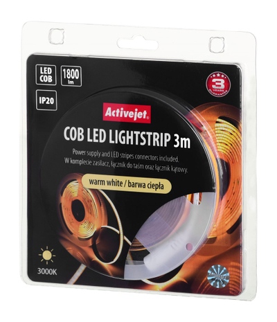 LED лента Activejet AJE-COB, 3m, 1800lm, IP20, топло бела