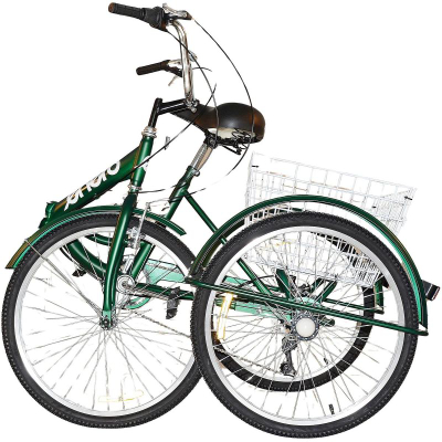 Biçikletë triçikël Enero 3-KOOWY Folding Bike 24, Shimano 6 marshe, shportë mbrapa, jeshile