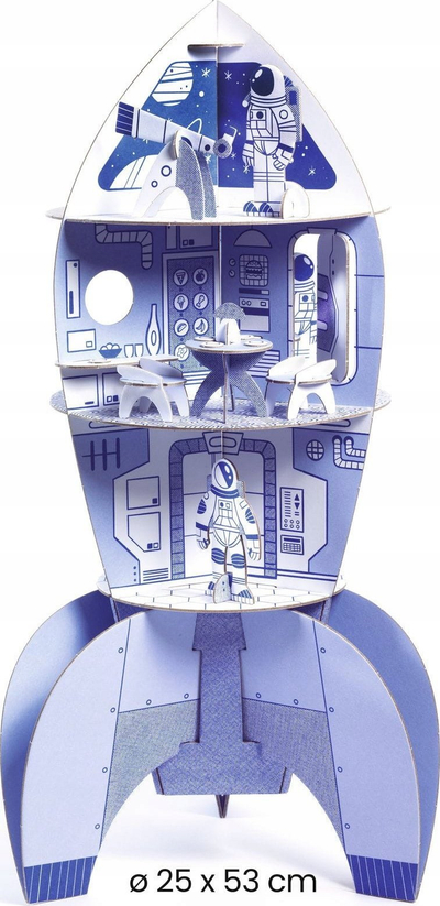 Set kreativ Djeco Color Assemble Play Space Rocket, 55 pjesë, DIY, shumëngjyrësh