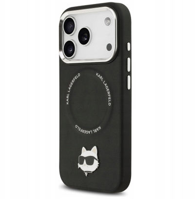 Kapak telefoni Karl Lagerfeld Leather MagSafe, për iPhone 17 Pro Max, i zi