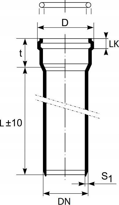 Tub kanalizimi MagnaPlast HT PLUS, PP 110mm, gjatësi 750mm, gri