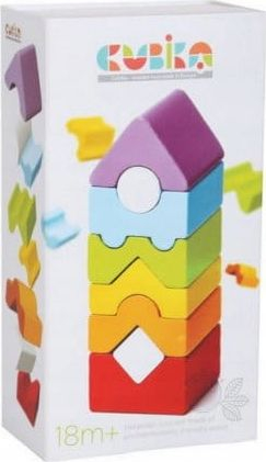 Loje druri Wise Elk Cubika Stacking Tower LD-12, kullë shumëngjyrëshe, për kalamaj
