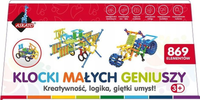 Lodër ndërtimi Little Geniuses Bricks Sticks, 869 copa, kuti plastike, shumëngjyrëshe
