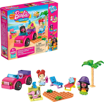 Set ndërtimi MEGA Barbie Convertible Beach Adventure, 70 pjesë, 4+ vjeç, rozë