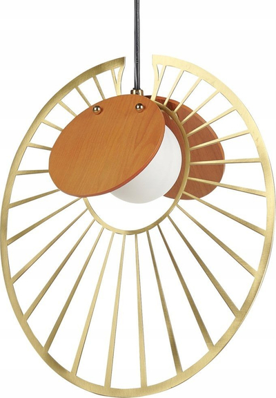 Lampë varëse Beliani Bargo, metal edhe dru, stil modern, ari mat
