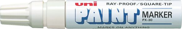 Marker me bazë vaji Uni Mitsubishi PX30, majë chisel, i bardhë