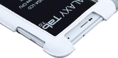 Kuti mbrojtëse për tablet Quer, Samsung Galaxy Tab P3100, lëkurë e vërtetë, e bardhë