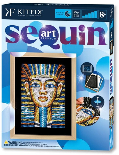 Set kreativ KITFIX Sequin Art Premium Tutankhamun, DIY, për kalamaj 8+, shumëngjyrësh