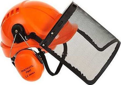 Set mbrojtës për kokën Portwest PW98, helmetë ABS me rrjetë, portokalli
