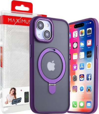 Mbrojtëse telefoni MX Kickstand Magsafe për iPhone 15 Pro Max 6.7", me unazë mbajtëse, ngjyrë e purpurt